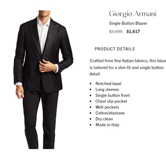 Giorgio Armani Single-Button Blazer Jacket - Picture 5 of 15